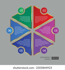 Plantilla de diseño de concepto infográfico con forma de triángulo que se combina con forma hexagonal.