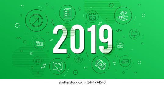 Infographic concept. Direction, Consolidation and Spanner icons simple set. Checklist, Road banner and Gift box signs. Heart, First aid and Payment method symbols. Vector