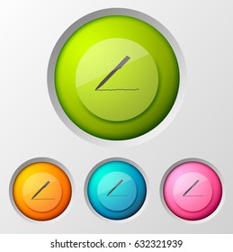Infographic concept with flat image of pen and a line of handwritten text in colorful round composition of icons vector illustration
