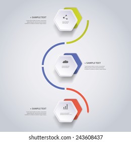 Infographic Concept - Flow Chart Design - Timeline with Hexagons