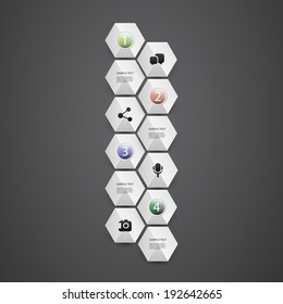 Infographic Concept with Hexagons - Flow Chart Design - Timeline