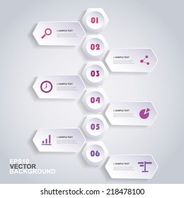 Infographic Concept with Hexagons - Flow Chart Design - Timeline