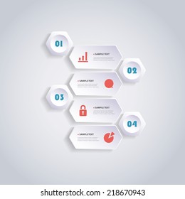 Infographic Concept with Hexagons - Flow Chart Design - Timeline