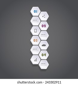 Infographic Concept with Hexagons - Flow Chart Design - Timeline