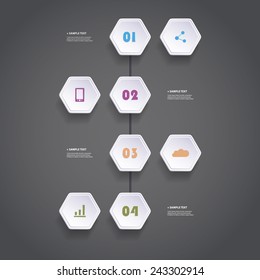 Infographic Concept with Hexagons - Flow Chart Design - Timeline