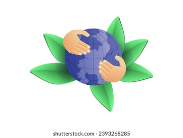 Infographic concept of hugging the earth eco green symbol