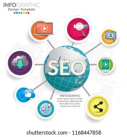 Infographic concept illustration of Seo infographics with Business layout template.