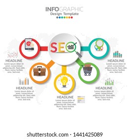 Infographic concept illustration of Seo infographics with Business layout template.