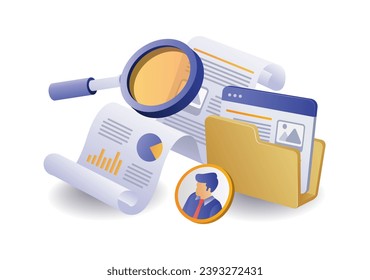 Infographic concept looking to analyze folder data concept illustration