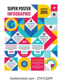 Infographic concept poster - creative vector illustration. Infograph layout in geometric style. Unusual business. Design elements. 