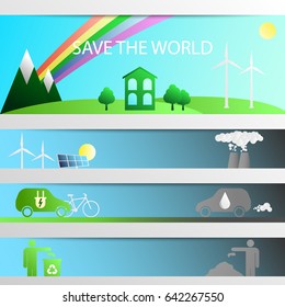 Infographic concept of the problem of ecology and combating them in the style of flat. Vector. Banner.