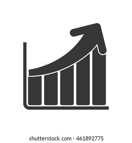 Infographic concept represented by bars and arrow icon. Isolated and flat illustration