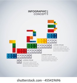 Infographic concept represented by geometric puzzle icon. Colorfull and flat illustration. 