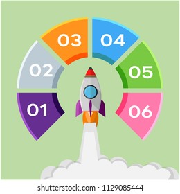 Infographic concept rocket start up 