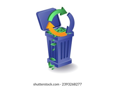 Infographic concept of rotating arrows over organic waste