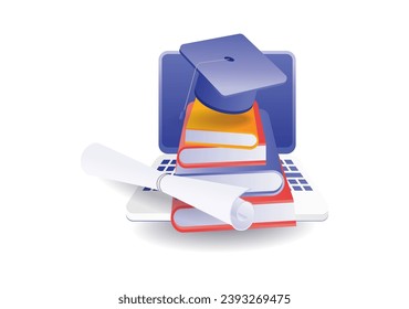 Infographic concept of stack of books online school education symbol