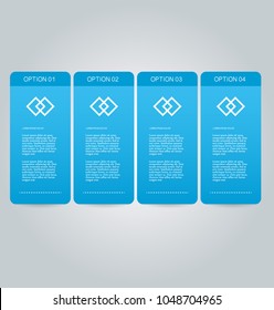 Infographic concept with step options.  Banners for website, flyer, brochure, presentation, annual report, business, education. Blue color vector illustration.
