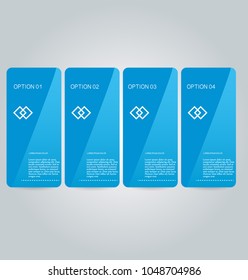 Infographic concept with step options.  Banners for website, flyer, brochure, presentation, annual report, business, education. Blue color vector illustration.