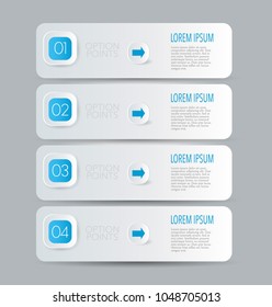 Infographic concept with step options.  Banners for website, flyer, brochure, presentation, annual report, business, education. Blue color vector illustration.