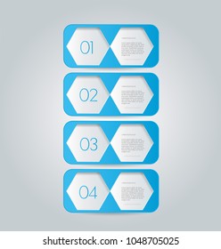 Infographic concept with step options.  Banners for website, flyer, brochure, presentation, annual report, business, education. Blue color vector illustration.