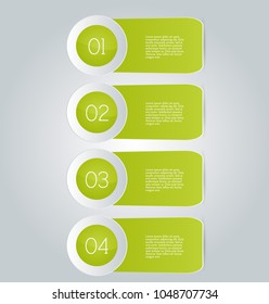 Infographic concept with step options.  Banners for website, flyer, brochure, presentation, annual report, business, education. Green color vector illustration.