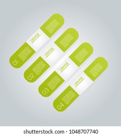 Infographic concept with step options.  Banners for website, flyer, brochure, presentation, annual report, business, education. Green color vector illustration.