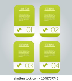 Infographic concept with step options.  Banners for website, flyer, brochure, presentation, annual report, business, education. Green color vector illustration.