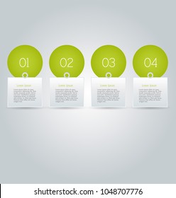 Infographic concept with step options.  Banners for website, flyer, brochure, presentation, annual report, business, education. Green color vector illustration.