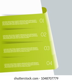 Infographic concept with step options.  Banners for website, flyer, brochure, presentation, annual report, business, education. Green color vector illustration.