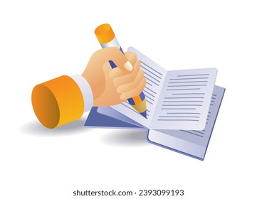 Infographic concept of students writing in books