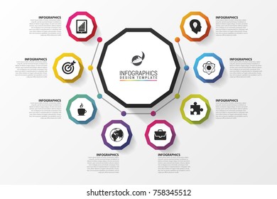 Infographic concept. Template for diagram with eight steps. Vector illustration