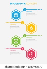 Infographic concept for your workflow layout, steps, number options, icons for 4 options, web design. illustration ,EPS10