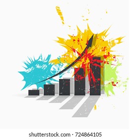 Infographic conception on background with color spots. Grunge vector illustration