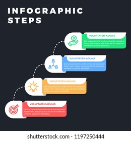 Infographic Connected Steps template. Vector illustration. Can be used for workflow layout, diagram, business step options, banner, web design.