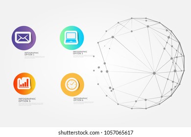 Infographic connecting dots and lines, Polygonal background, technology design, vector illustrator