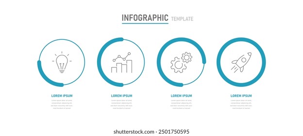 An infographic consisting of four stages. reflecting the completion of the task. Infographics for a presentation or website