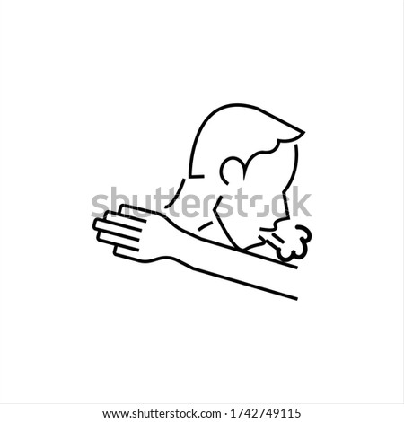 Infographic to cough properly. Correct Coughing and Sneezing. Virus and Infection prevention. Flat Cartoon Vector Illustration. Editable stroke. Coronavirus. 2019-ncov minimalist icons. 