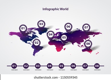 infographic country world map, international world flags