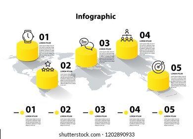 Infographic Country World Map, International World Flags, Continents Background