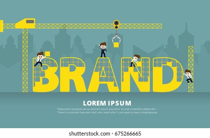 Infographic crane construction of brand