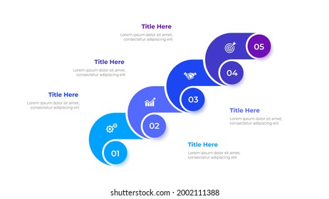 Plantilla de diseño creativo e infográfico. Ilustración vectorial moderna. Concepto de 5 pasos o opciones de proceso empresarial.