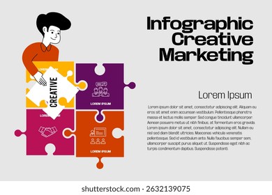 Infografía Plantilla de marketing creativo para presentación para Web, Anuncio, tarjeta, póster. diseño de Vector eps