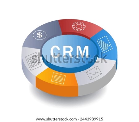 Infographic crm business system flat isometric 3d illustration