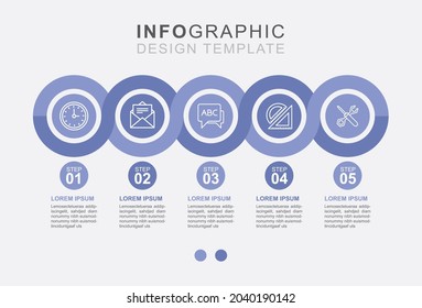 Infographic curve line business management five steps, Vector illustration design concept in flat style