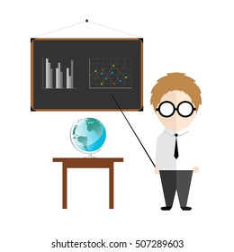 infographic cute teacher cartoon on isolated white in vector illustration