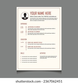 Infographic CV template. Classy employment interview minimalist sample simple applications resume creative vector illustration design. professional corporate company job modern cover curriculumvitae