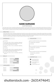 Infographic CV template. Employment interview CV. Simple application resume with a creative vector illustration design.