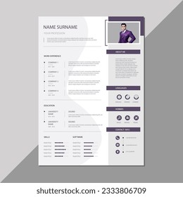 Infographic Cv template.Classy employment interview minimalist sample simple applications resume creative vector illustration design.professional corporate company job modern cover curriculum vitae