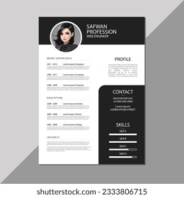 Infographic Cv template.Classy employment interview minimalist sample simple applications resume creative vector illustration design.professional corporate company job modern cover curriculum vitae