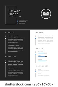 Plantilla de Cv de Infografía.Entrevista de empleo de clase muestra minimalista aplicaciones simples reanudar el diseño creativo de ilustraciones vectoriales.trabajo profesional de empresa empresa moderna portada currículum vitae